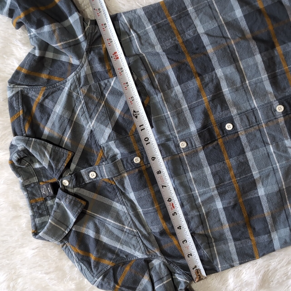 Helly Hansen 100% Organic Cotton Grey Plaid Flannel Fall Button Up Shirt Medium - Picture 6 of 7